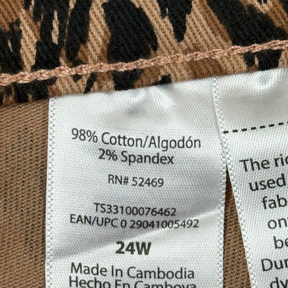 Terra & Sky Womens Straight Stretch Brown Black Leopard Denim Jeans Plus 24W NWT - Picture 6 of 10